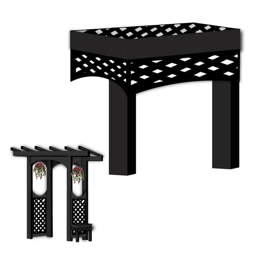 18" Height x 26 Width x 16" Depth - Ornamental Arbor Bench, With Cut Out Laser Lattice Panel (Optional For Arbor)