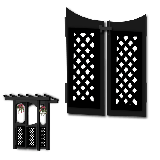 45" Height x 37".5 Width- Ornamental Arbor Gate, With Cutout Laser Picture Panel (Lattice Pattern)