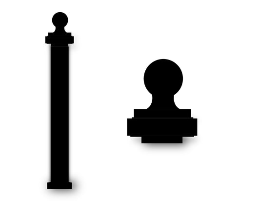 45" Height x 3" x 3" Width- (Post) For 42" Height Rail Panel- Includes Post Caps (Traditional, English Ball, Solar Light)