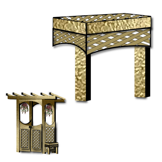 18" Height x 26 Width x 16" Depth - Ornamental Arbor Bench, With Cut Out Laser Lattice Panel (Optional For Arbor)