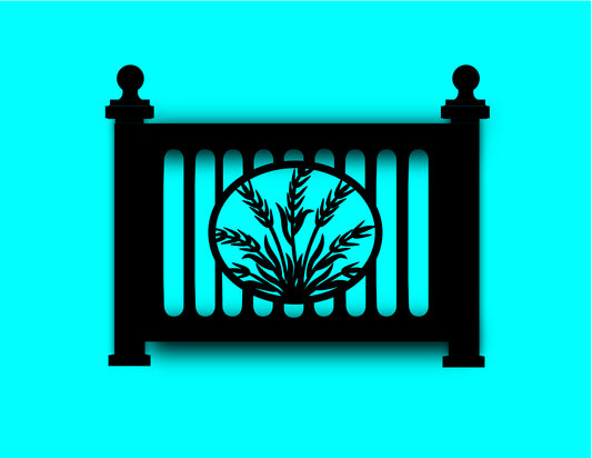 36" Height x 48" Width Aluminum Railing & Cut Out Laser Panel (Wheat Scene)