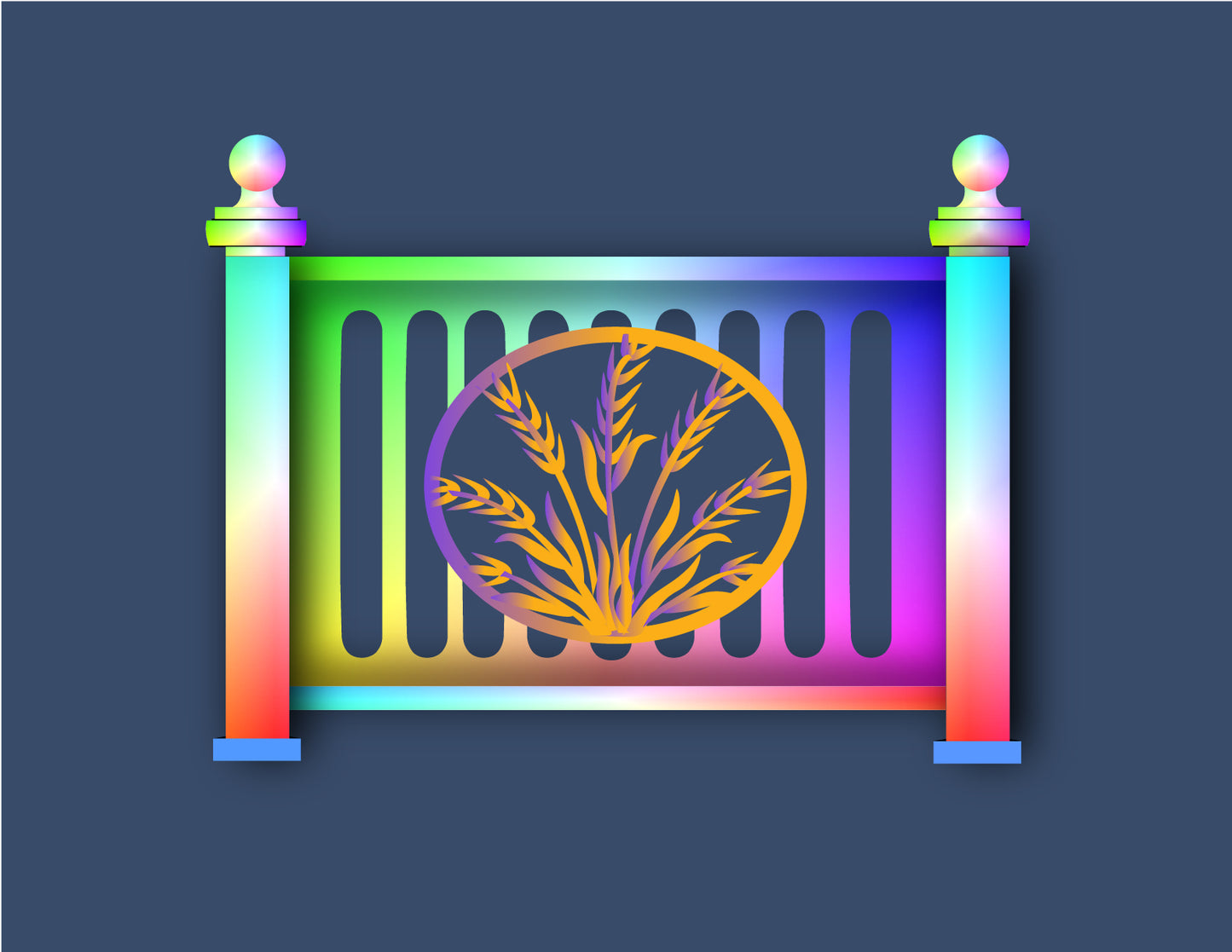 _____" Height X _____" Width. Aluminum Railing & Cut Out Laser Panel (Custom)