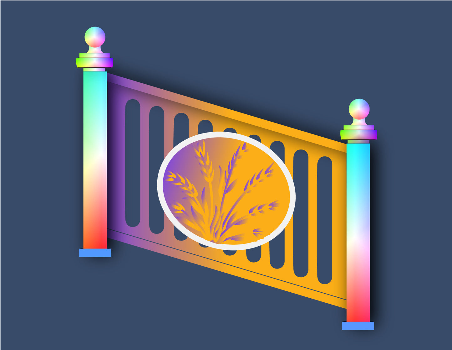 Colour Aluminum Railing & Cut Out Laser Panel (Wheat Scene)