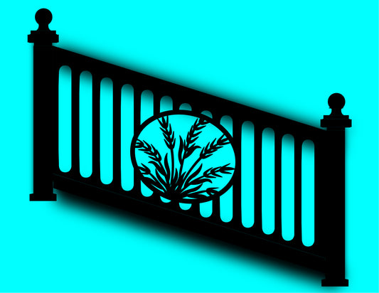 Black 36" Height x 72" Width- (Stair) Aluminum Railing & Cut Out Laser Panel (Wheat Scene)