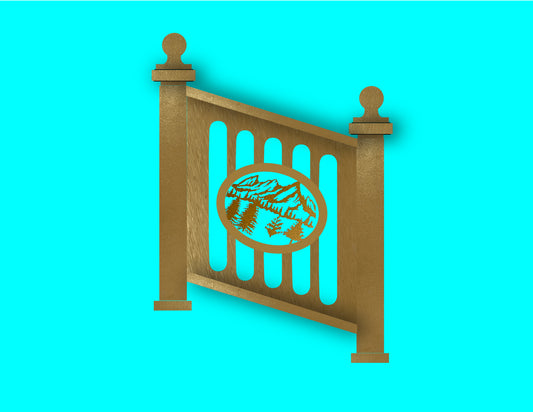 Bronze Aluminum Railing & Cut Out Laser Panel (Mountain Scene)