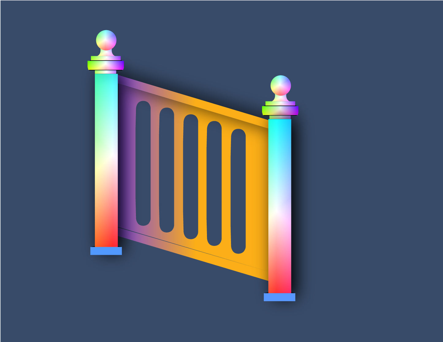 Colour Aluminum Railing & Cut Out Laser Panel Mountain Scene