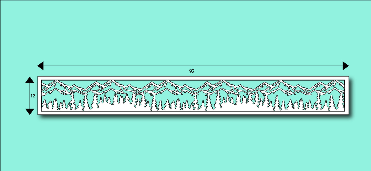 12" Height x 92" Width - Ornamental Cut Out Laser Picture Panel Insert For Gate, And Fence (Mountain Scene)