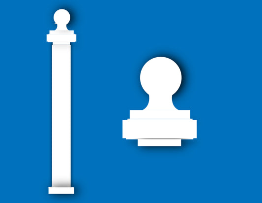 45" Height x 3" x 3" Width- (Post) For 42" Height Rail Panel- Includes Post Caps (Traditional, English Ball, Solar Light)