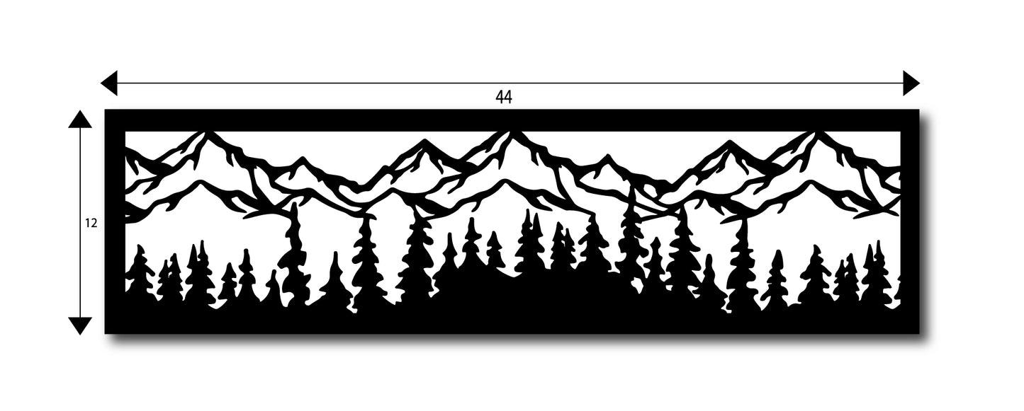 Black Mountain Scene Ornamental Cut Out Laser Picture Panel Insert For Gate