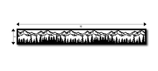 12" Height x 92" Width - Ornamental Cut Out Laser Picture Panel Insert For Gate, And Fence (Mountain Scene)