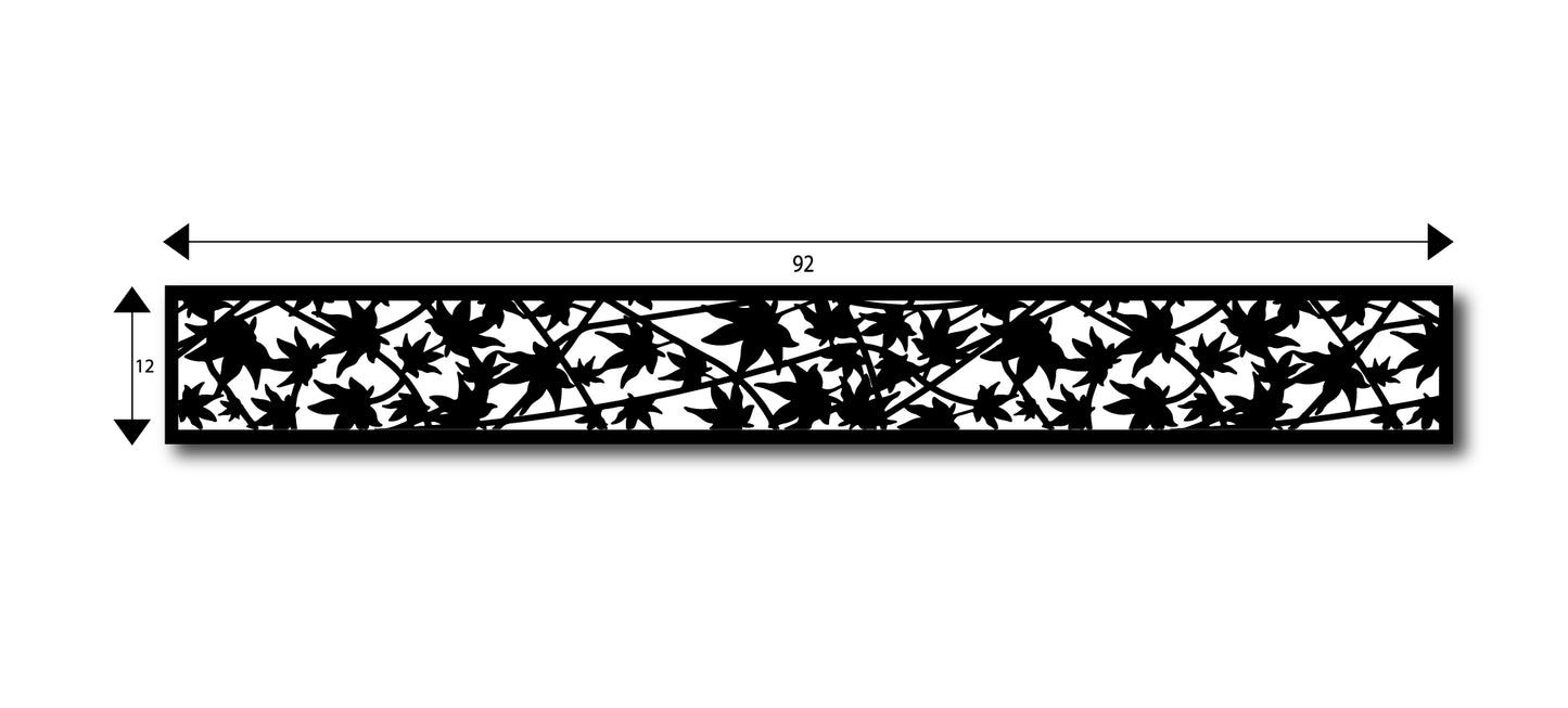 12" Height x 92" Width- Ornamental Cut Out Laser Picture Panel Insert For Gate, And Fence (Leaf Scene)