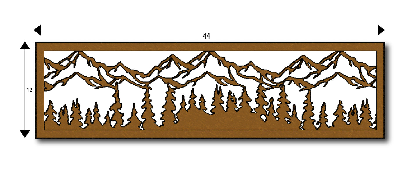 Bronze Mountain Scene Ornamental Cut Out Laser Picture Panel Insert For Gate