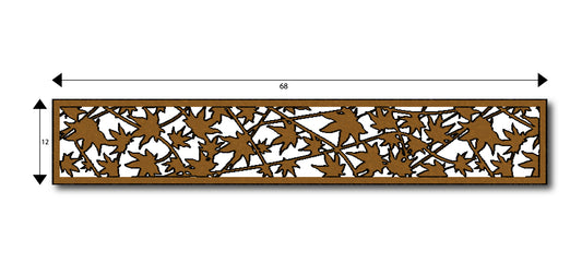 12" Height x 68" width - Ornamental Cut Out Laser Picture Panel Insert For Gate, And Fence (Leaf Scene)