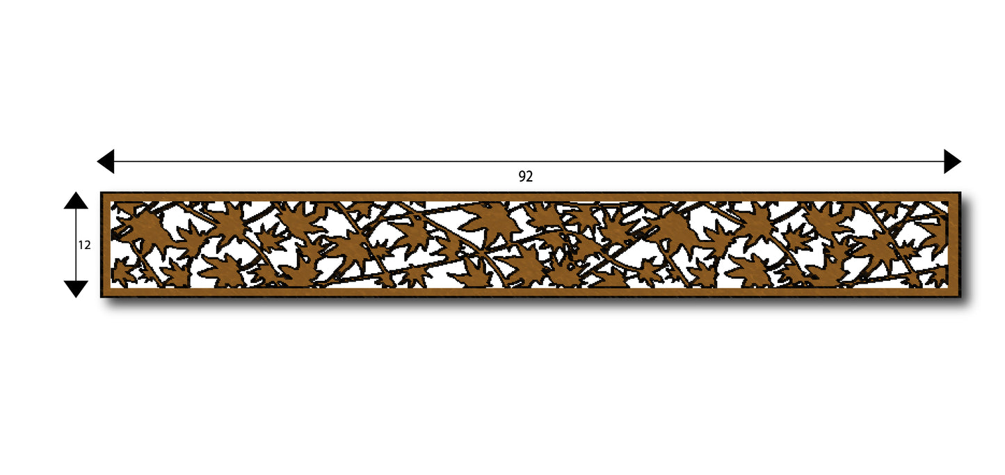 12" Height x 92" Width- Ornamental Cut Out Laser Picture Panel Insert For Gate, And Fence (Leaf Scene)