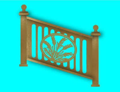 42" Height x 48" Width- (Stair) Aluminum Railing & Cut Out Laser Panel (Wheat Scene)