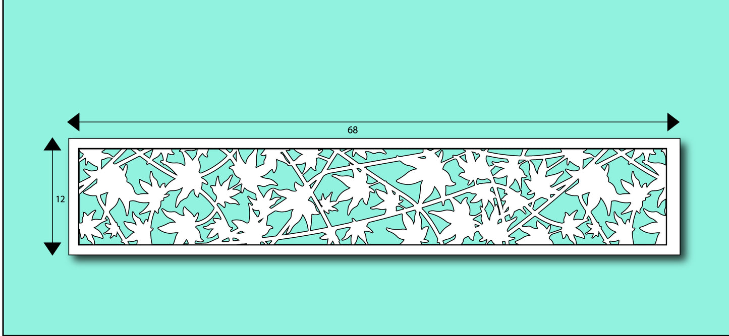 12" Height x 68" width - Ornamental Cut Out Laser Picture Panel Insert For Gate, And Fence (Leaf Scene)